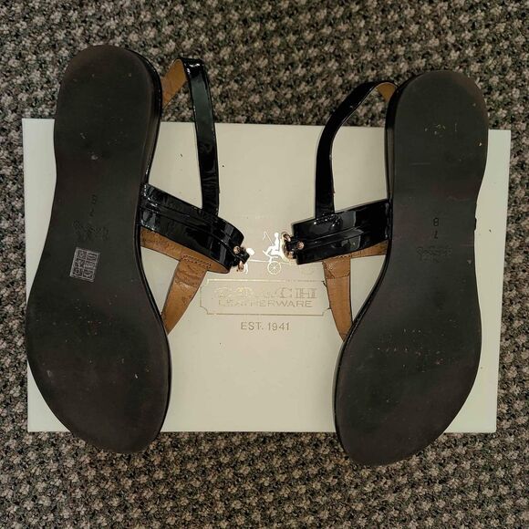 Coach Designer Patent Leather Sandals Slingback Size 7 - Picture 7 of 8